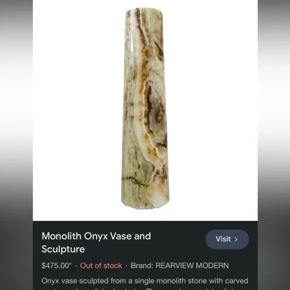 Cylinder onyx stone/ monolith stone vase rare find